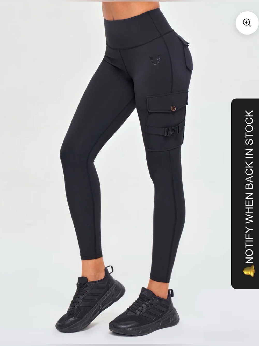 Firm Abs Black Cargo Pocket Black High-Waist Leggings Size S
